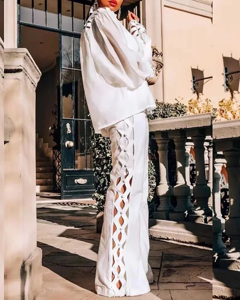 Katerine plus size openwork set for women – side view