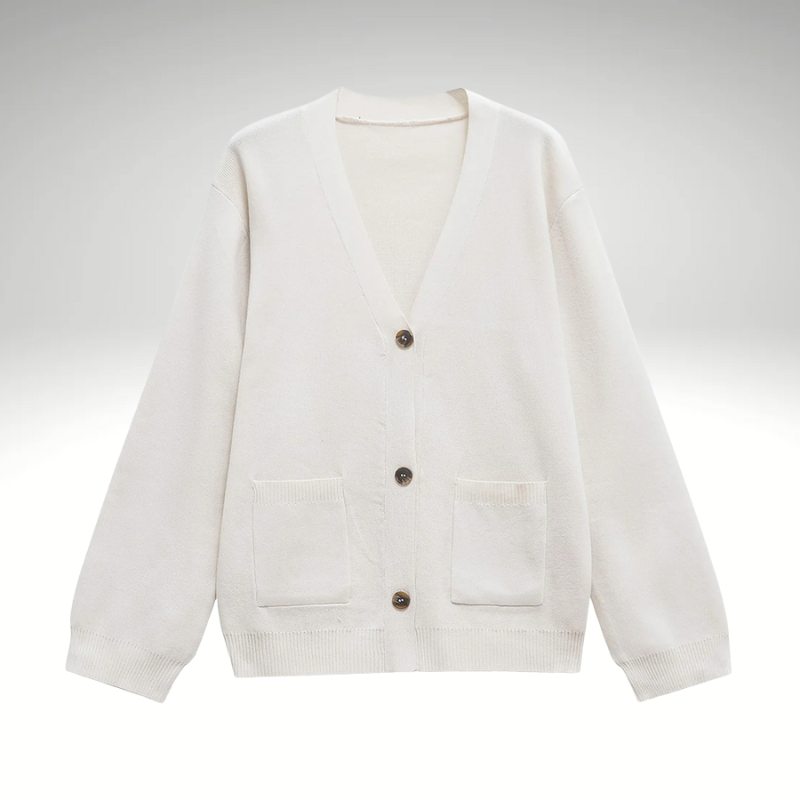 Oversized cardigan with front pockets white