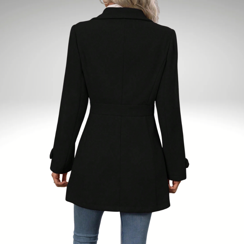 Pamela – Abrigo de lana negro de largo medio | Elegante y cálido