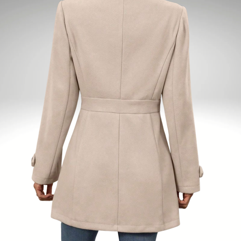 Pamela – Abrigo de lana beige de largo medio | Elegante y cálido
