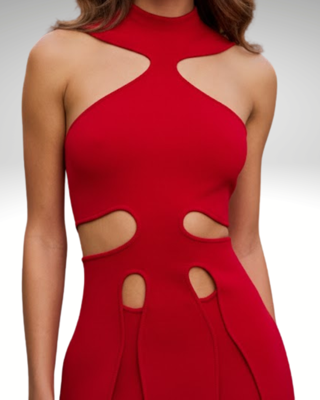 Cutout detail of halter neck bodycon dress