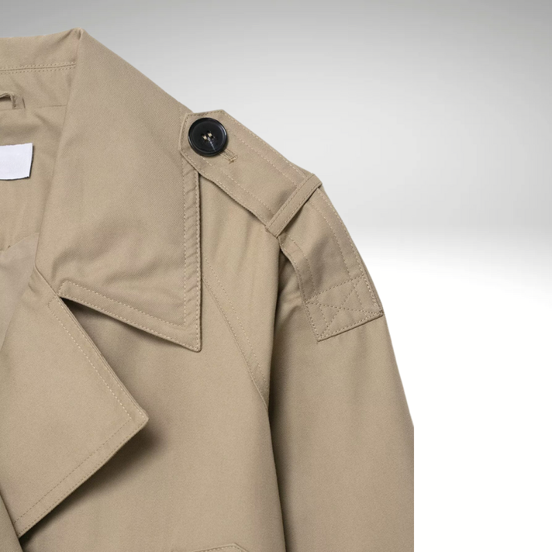 Abrigo corto cruzado Ruby – Gabardina elegante beige