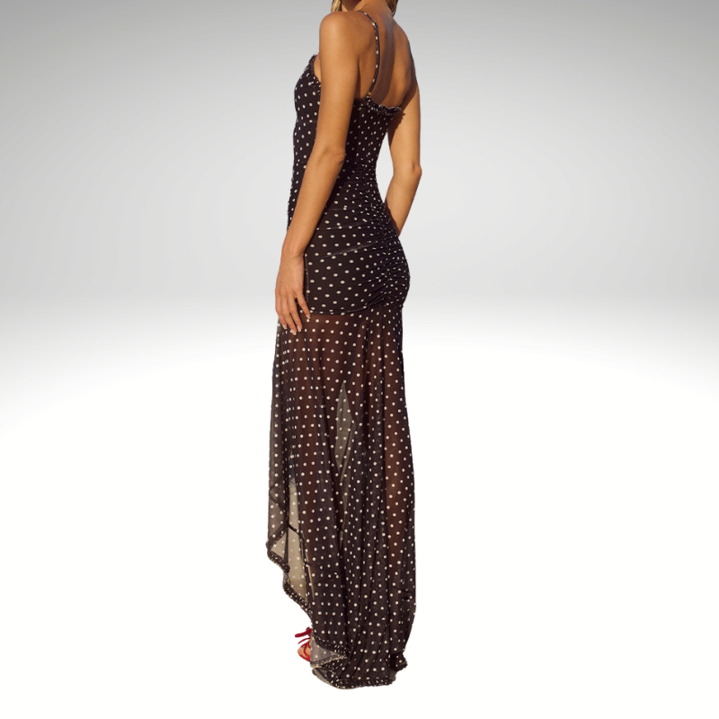 Sexy backless long dress with deep V neckline