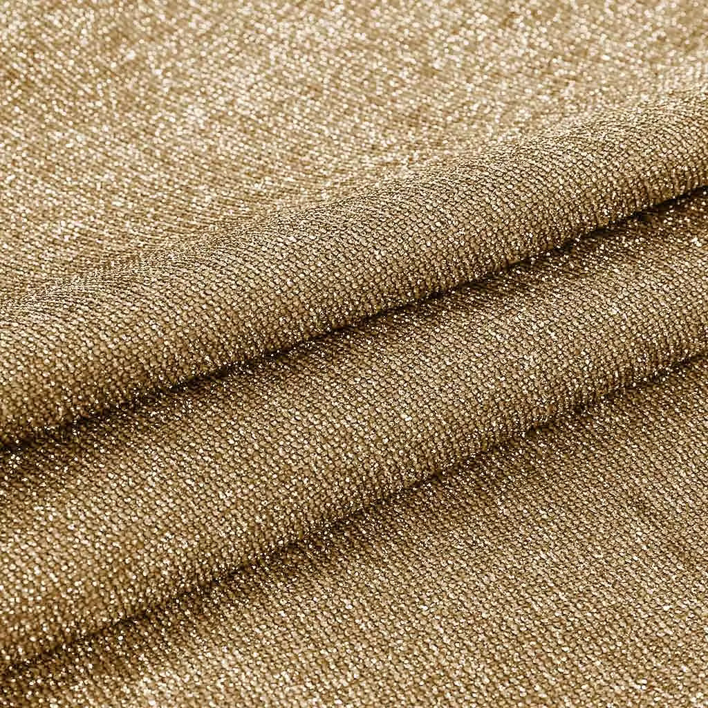 Close-up detail of sparkling sequins on women’s shiny top