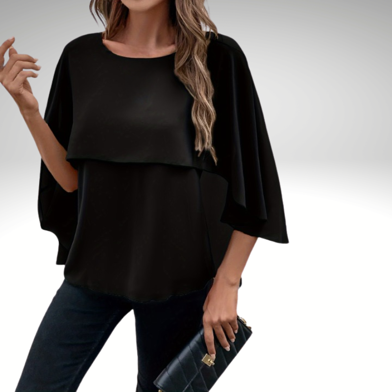 Women’s silk chiffon blouse styled for an elegant evening look