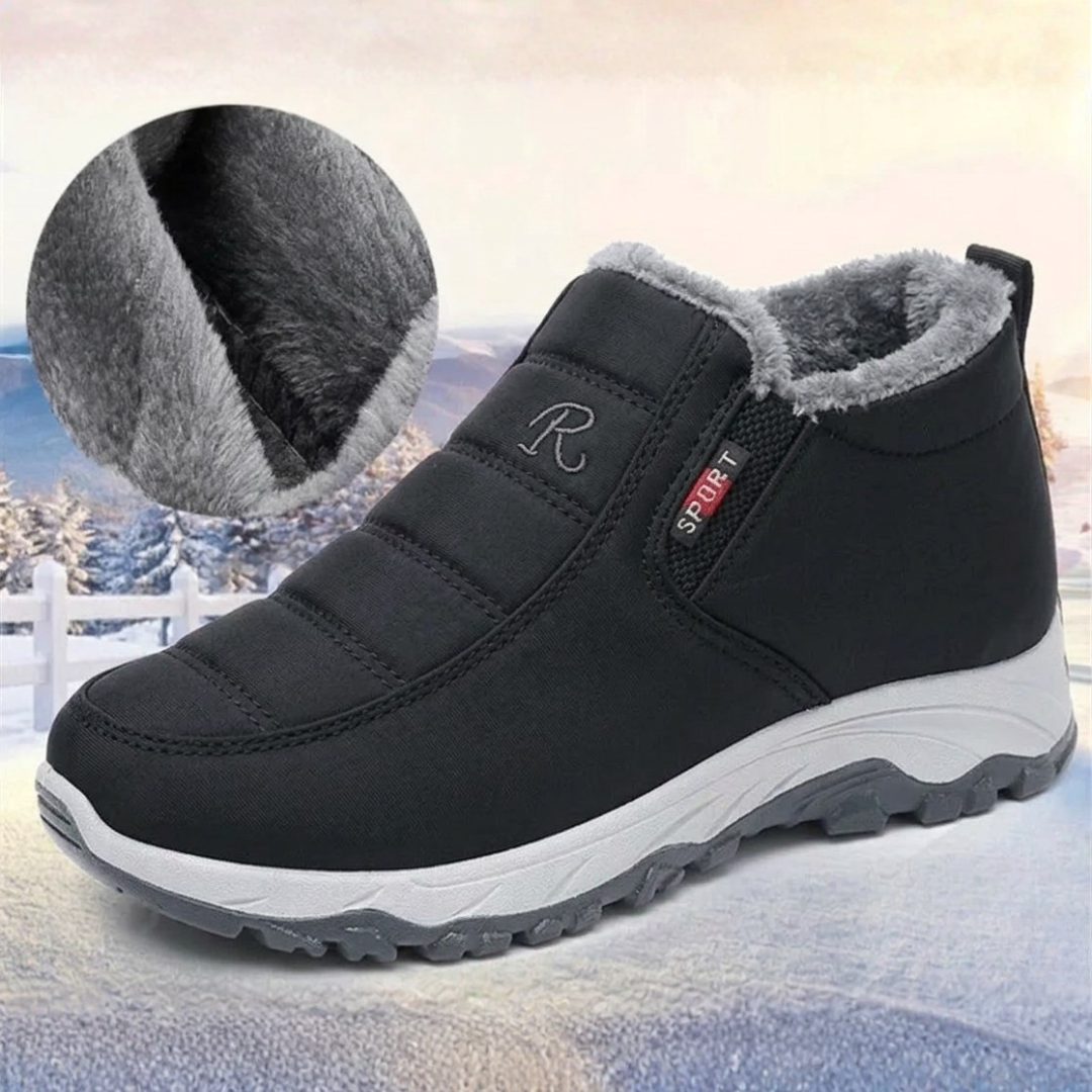 Slip-on waterproof snow boots with warm fur lining