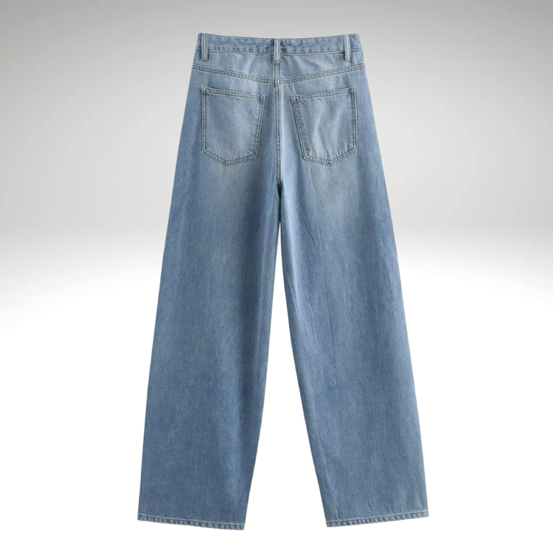 Rachel – Jean asymétrique taille haute bleu