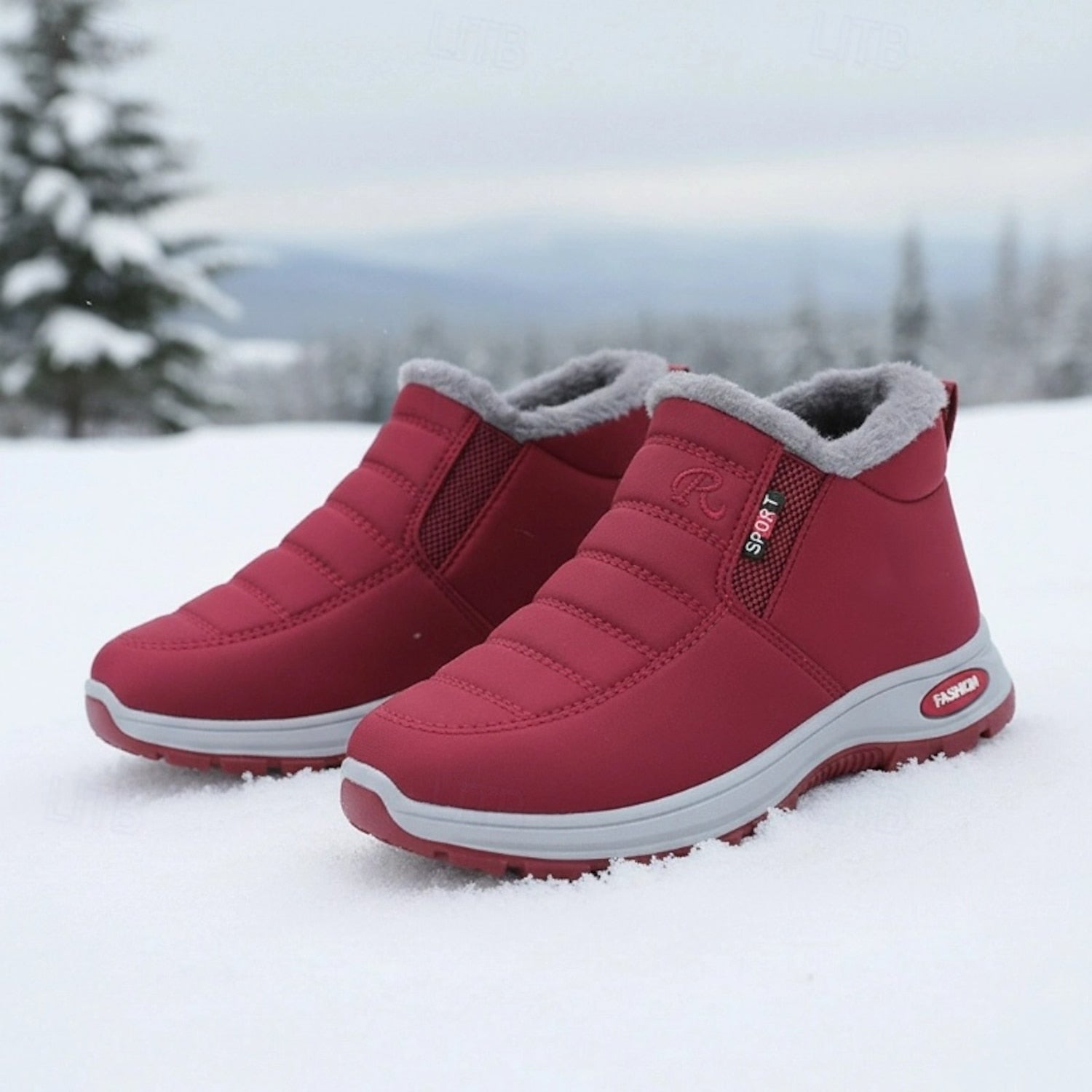 Unisex waterproof winter shoes – burgundy color options