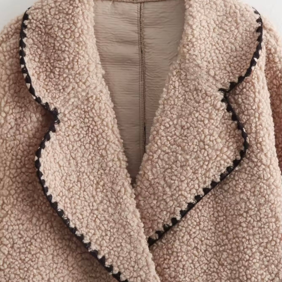 Vegan women’s faux fur coat with button closure