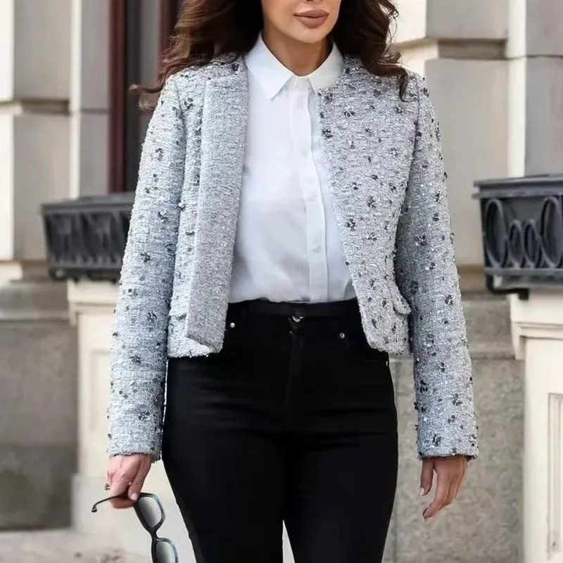 Chic women’s white sequin jacket