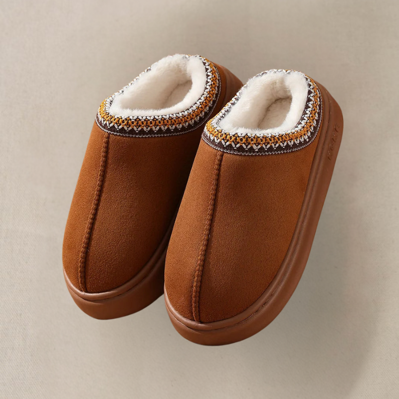 Unisex Winter Slippers – Warm Fuzzy Plush Anti-Slip House Shoes - Gray