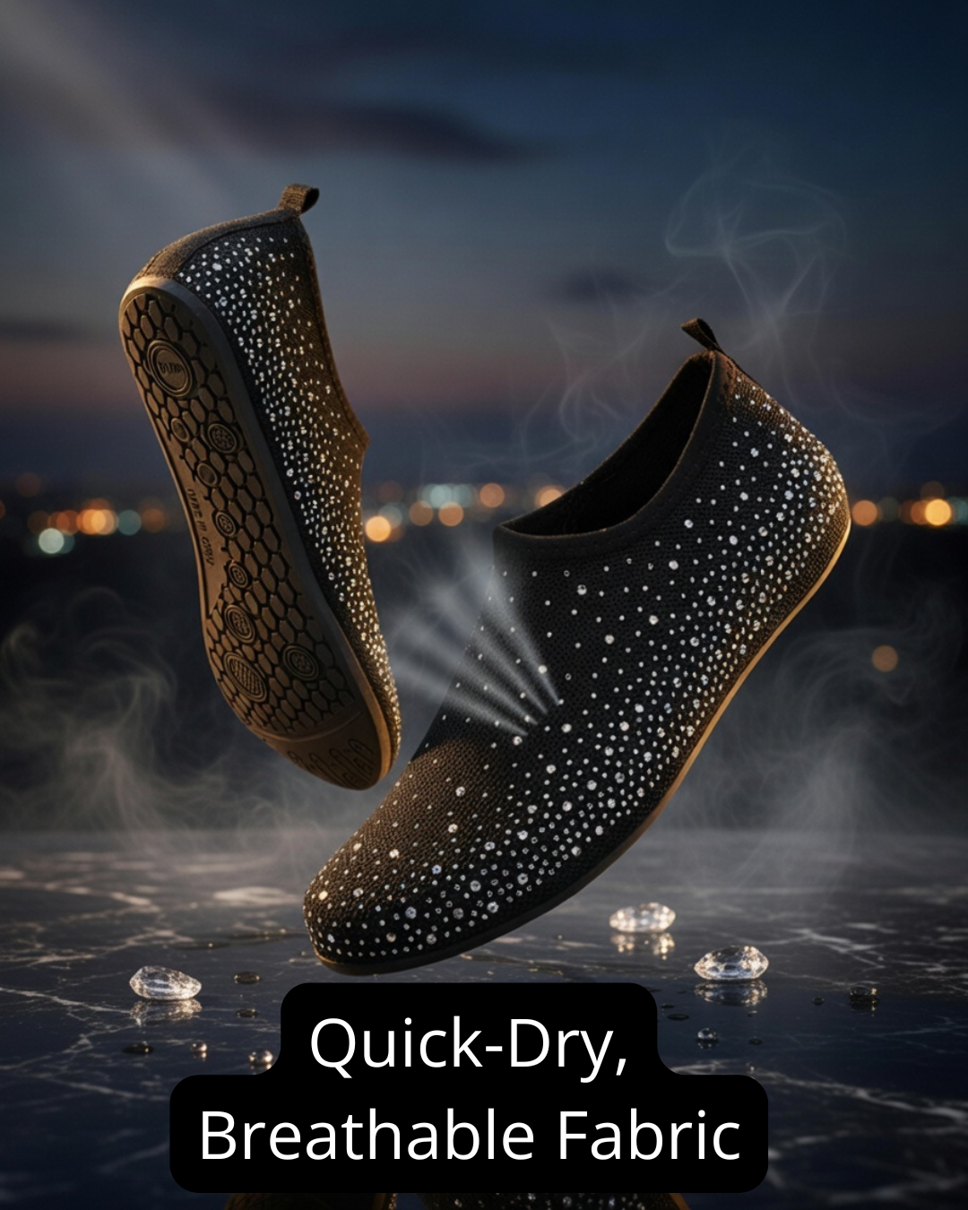black non-slip water shoes front view