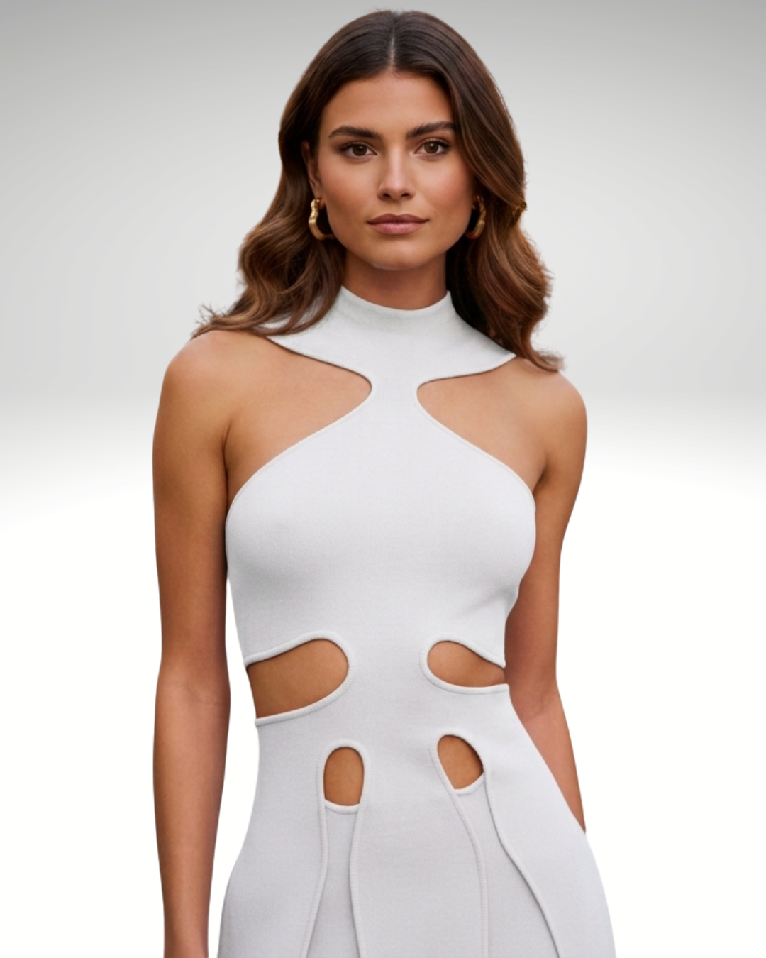 Cutout detail of halter neck bodycon dress