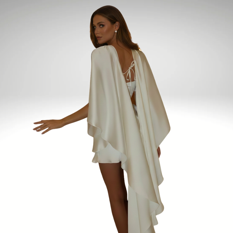 Lace-up backless white satin mini dress