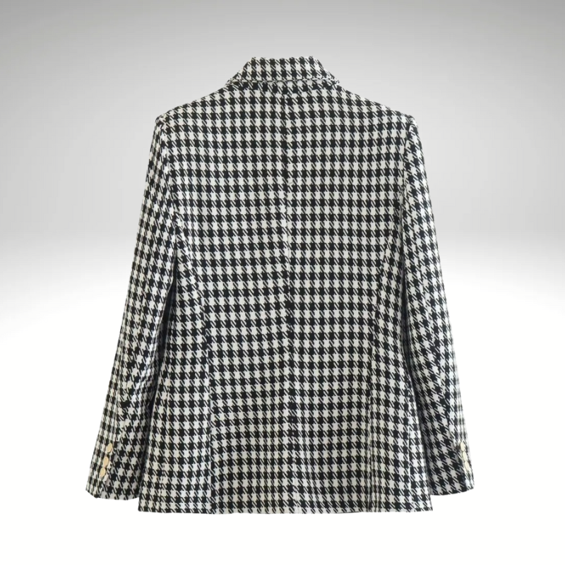 Women’s houndstooth blazer chic back view