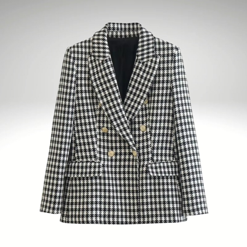 Women’s oversized houndstooth blazer front view