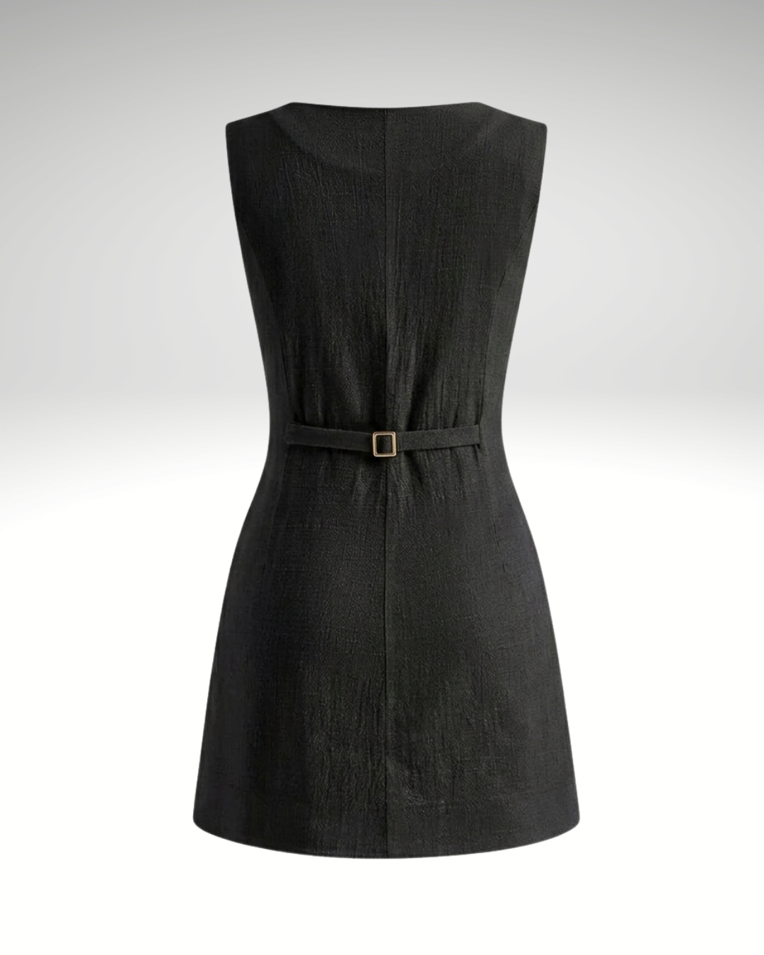 Short linen women’s dress back view straight summer cut