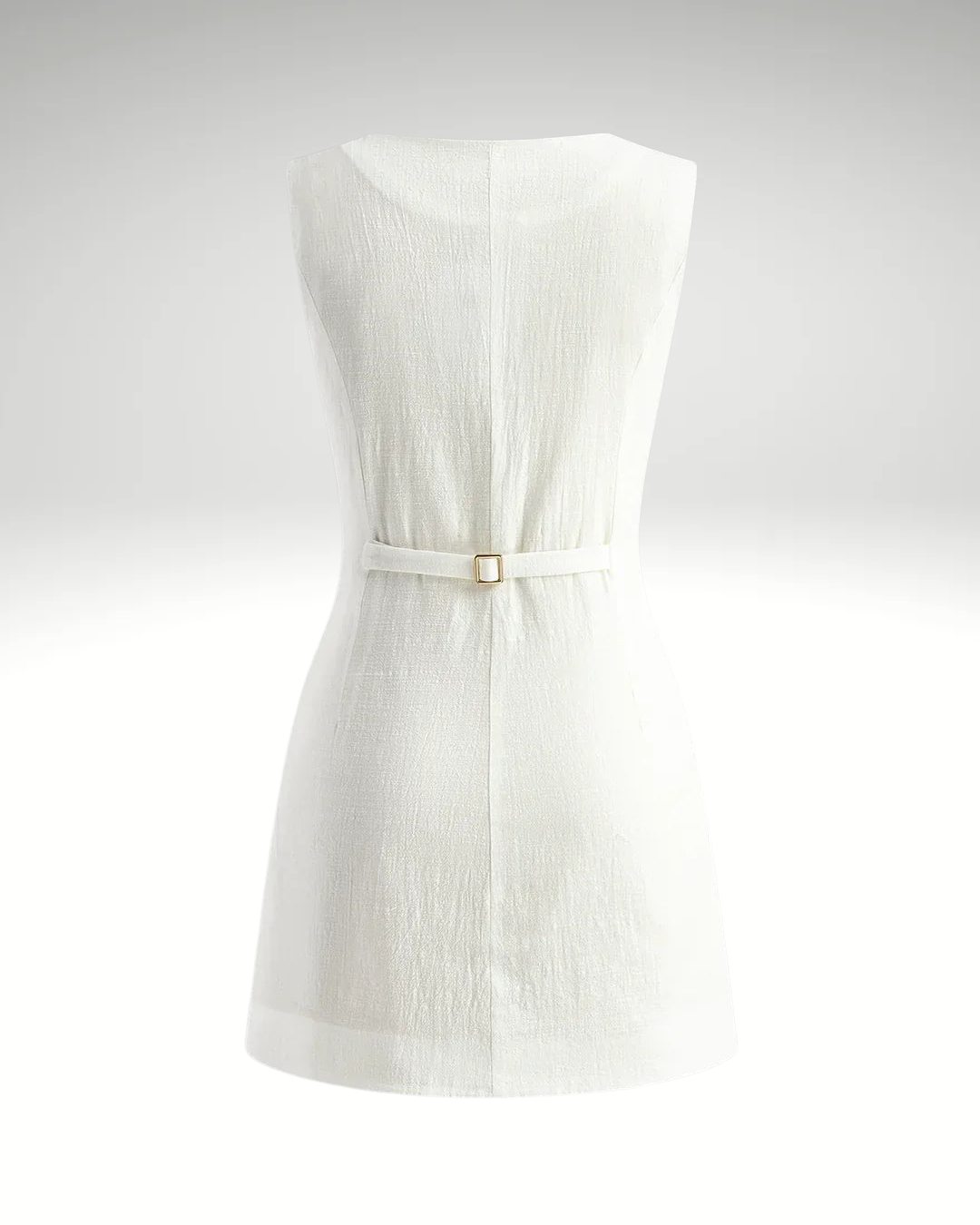 Short linen women’s dress back view straight summer cut