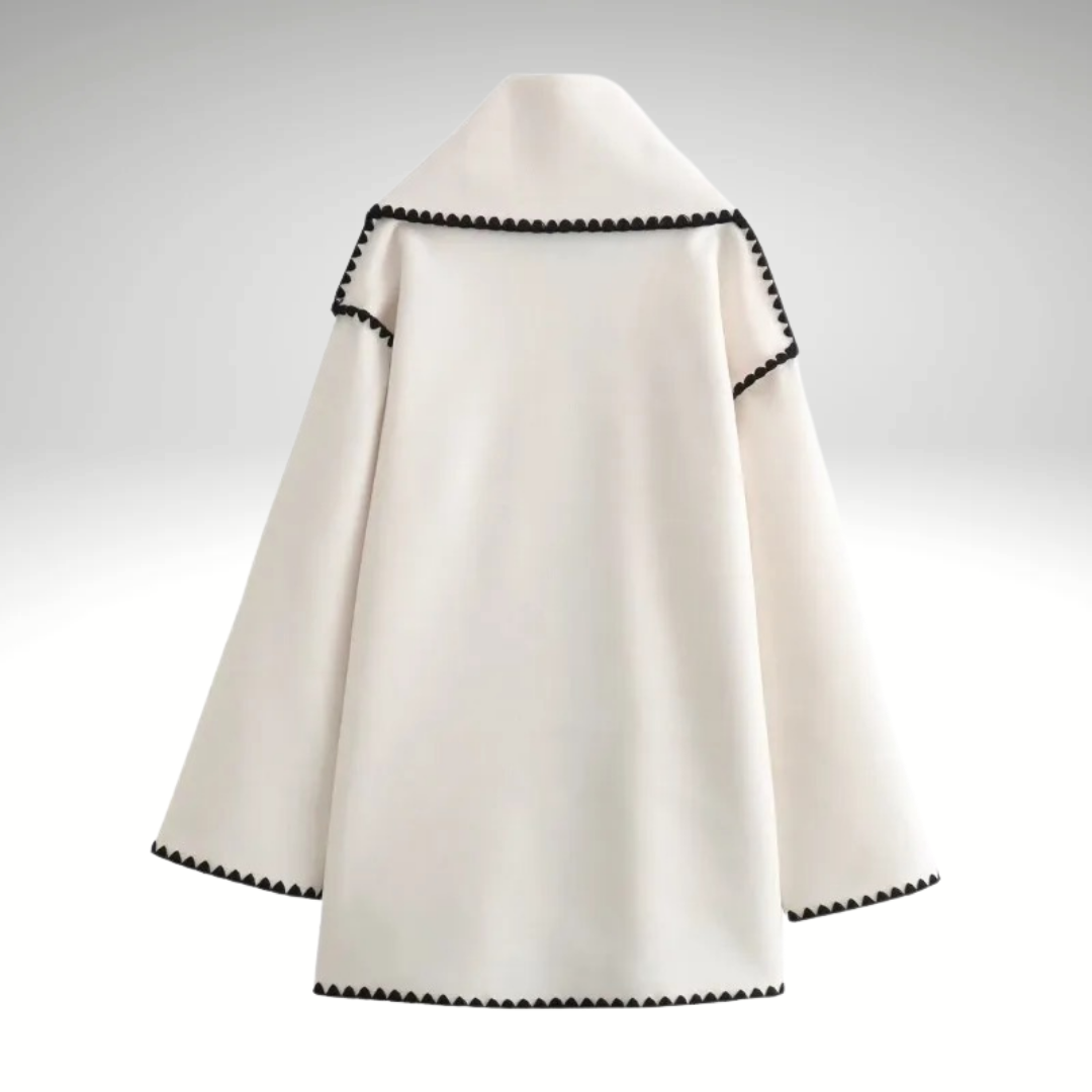 Women's winter scarf collar coat white oversized back