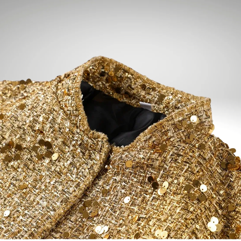 High-neck detail women’s sequin jacket