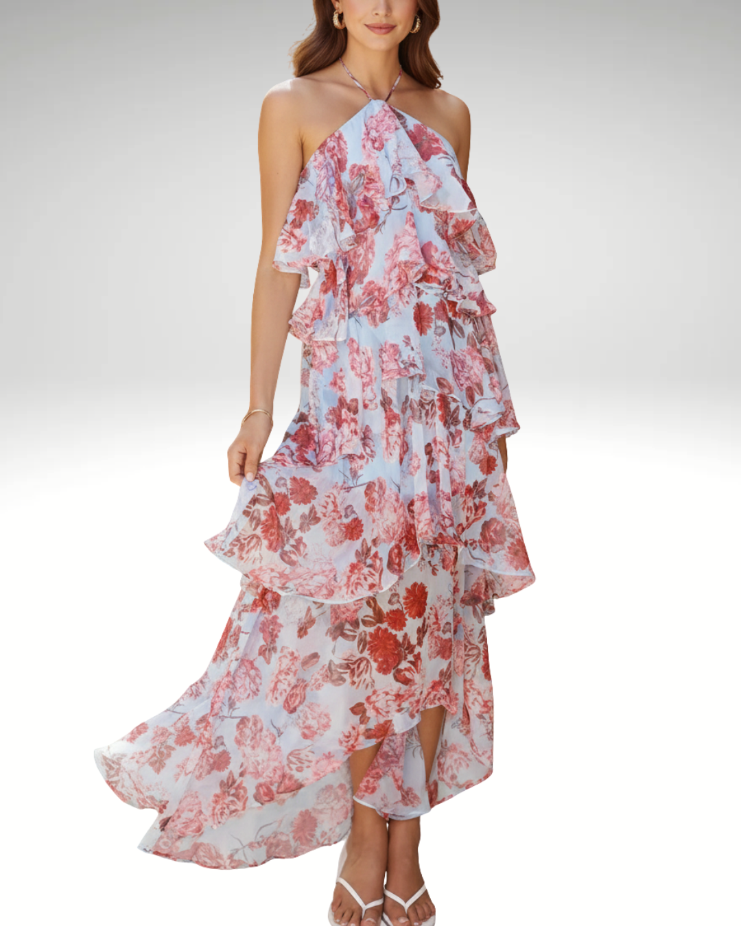 women’s summer maxi dress halter neck elegant and flowy