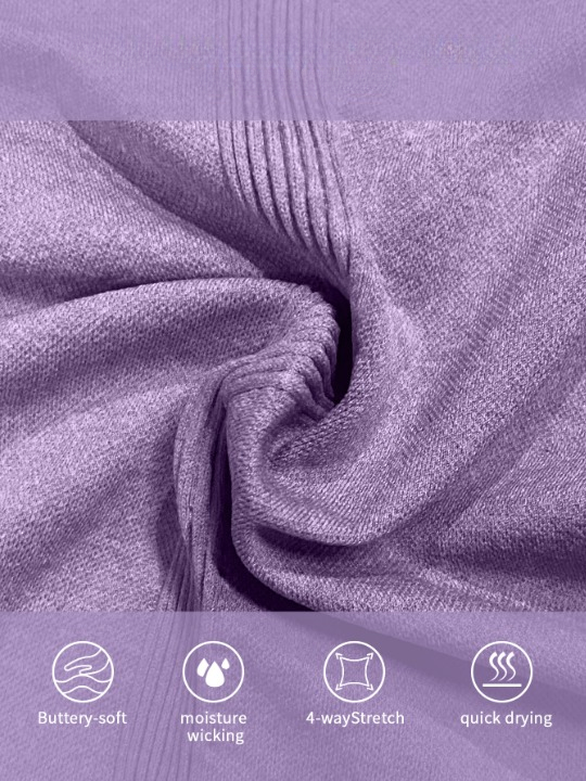 Women’s 2-piece seamless yoga set purple – high waist leggings and sports bra detail