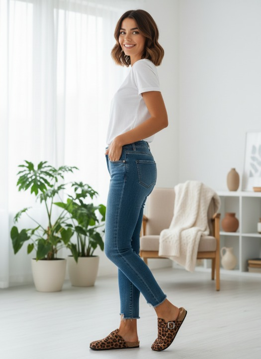 Comfort cork sole mules for women, breathable and lightweight