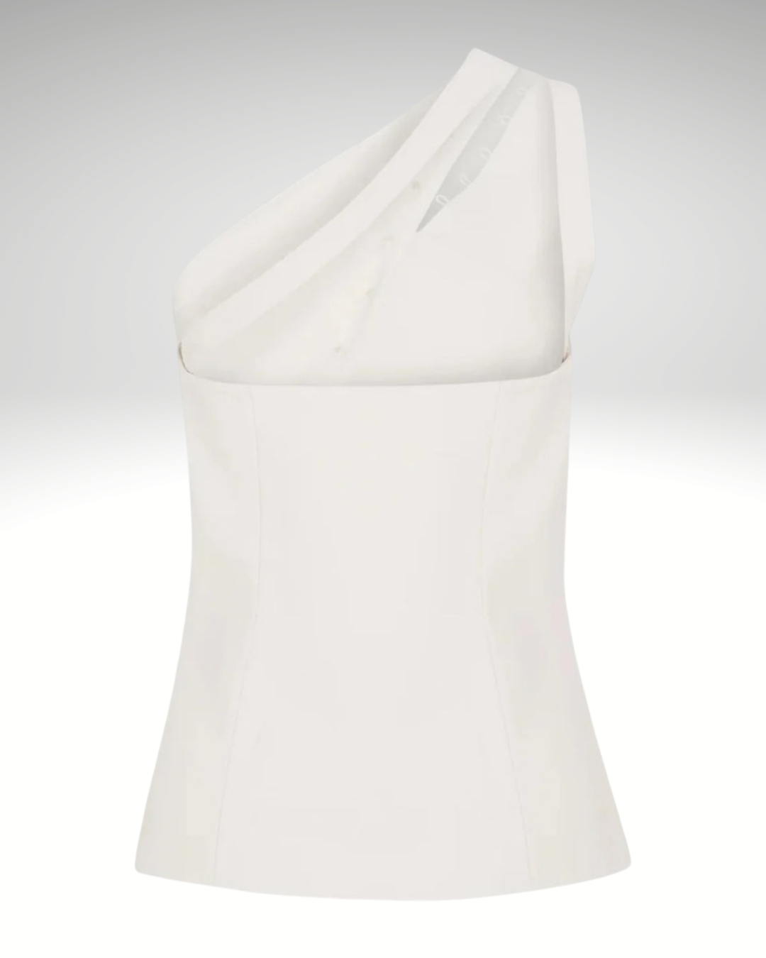 Chic white women’s vest asymmetrical design back view