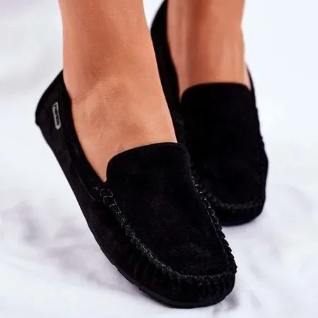 rubber sole detail women’s black flats