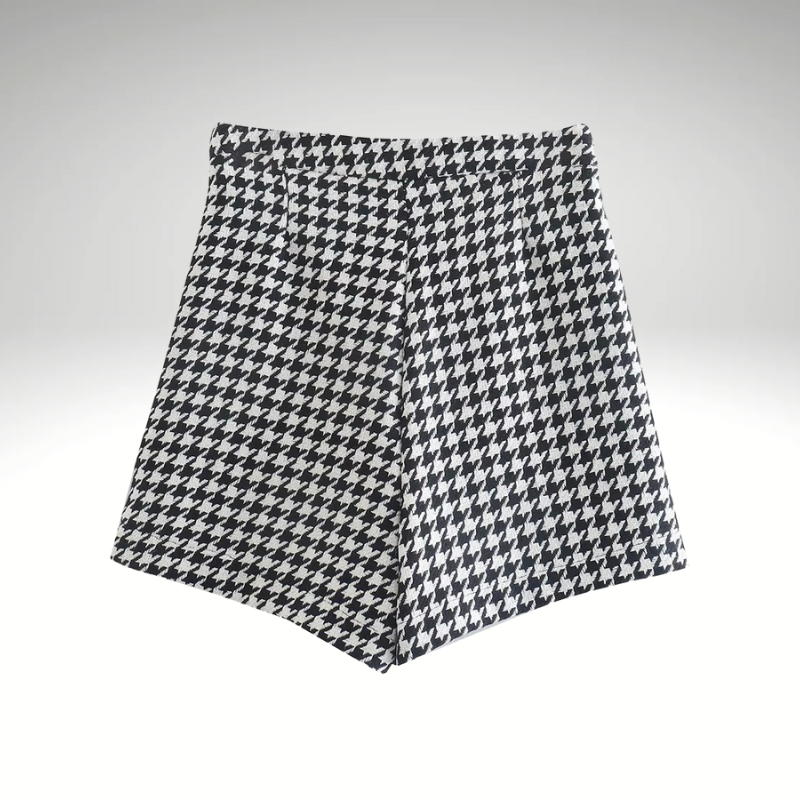 Women’s houndstooth shorts back view