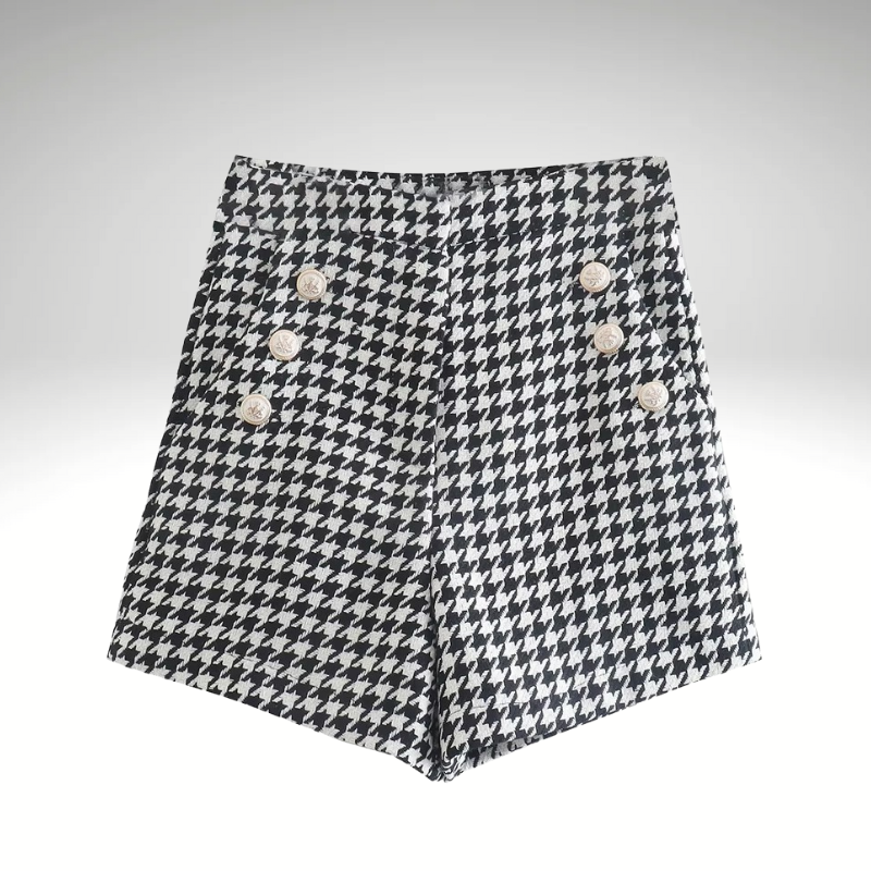 Women’s houndstooth shorts front view