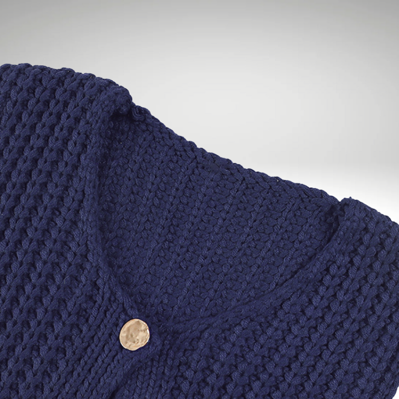 Side view blue knitted vest