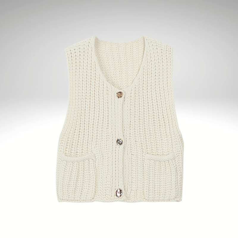 Women’s white knitted vest front view