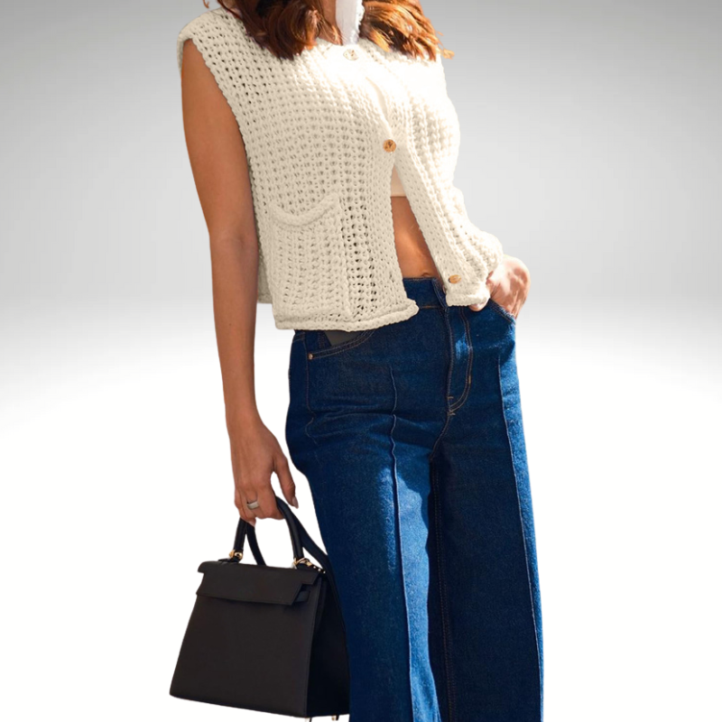 Outfit inspiration white knitted vest