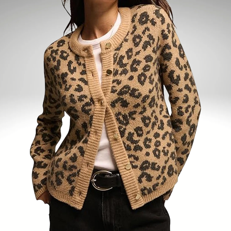 Women’s vintage leopard print cardigan autumn