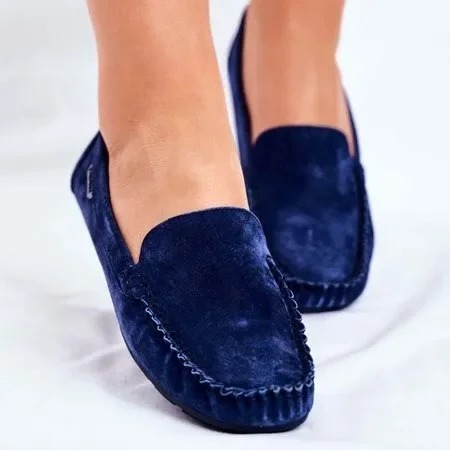 top view breathable navy loafers