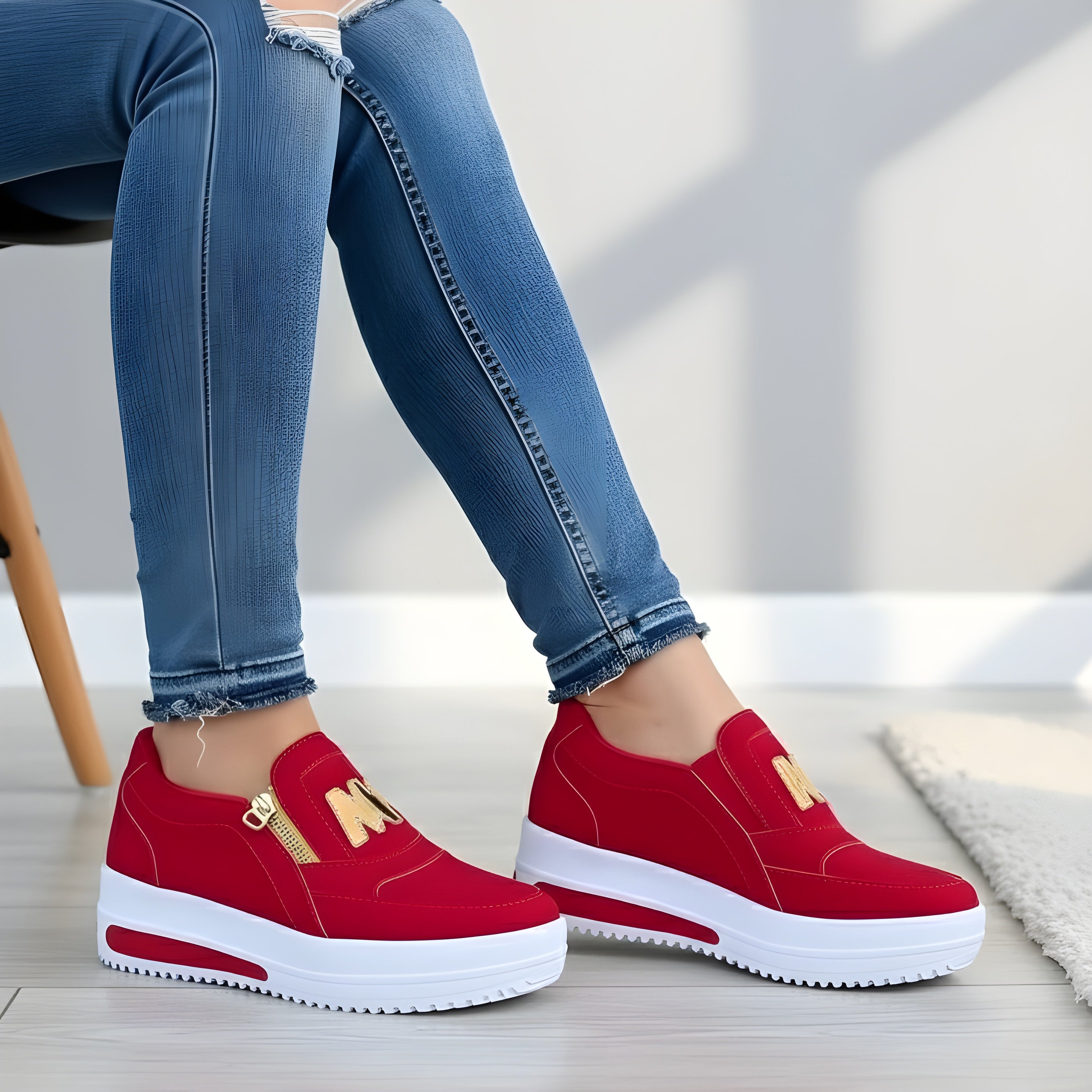 womens-orthopedic-shoes-red and gold 