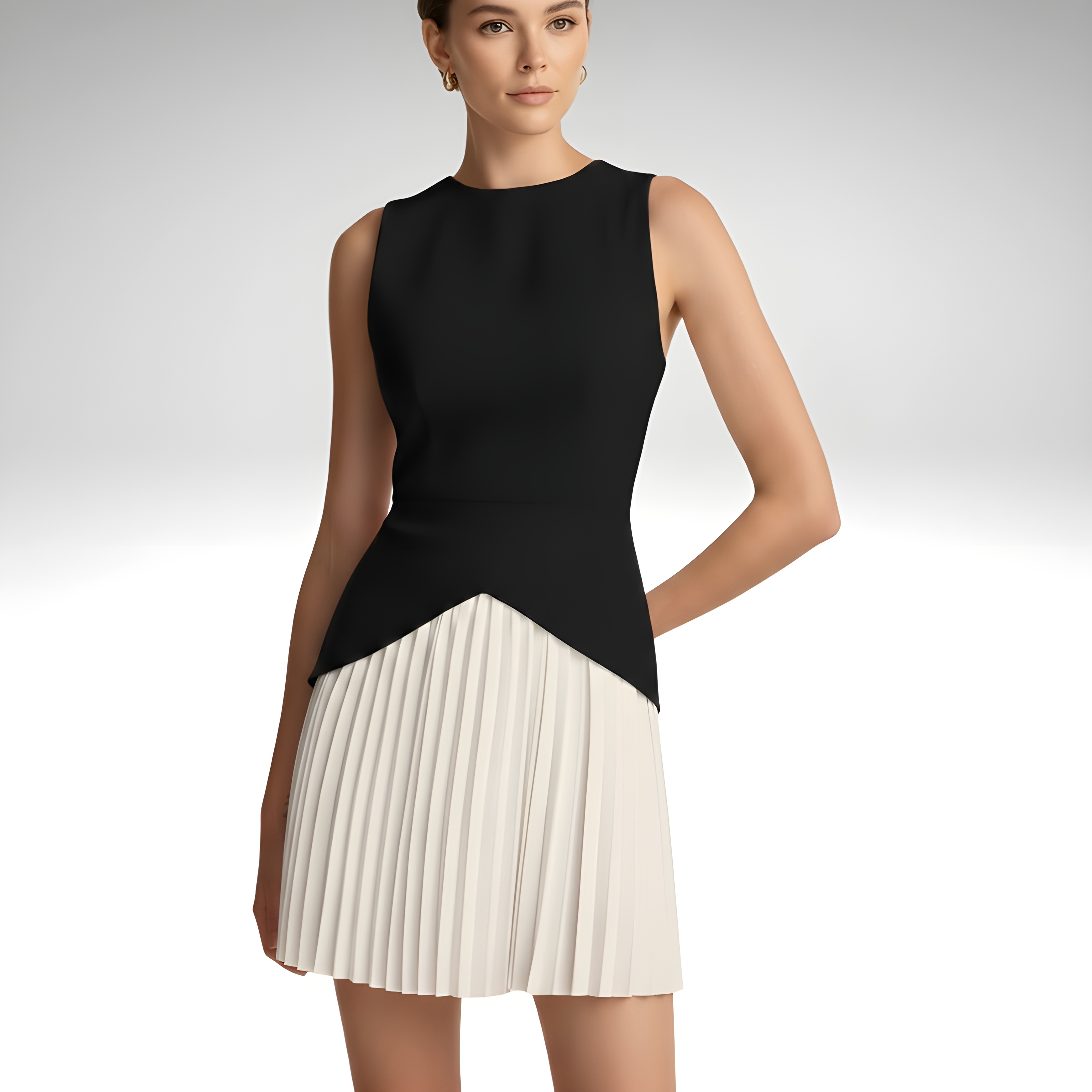 Women’s pleated mini dress front view