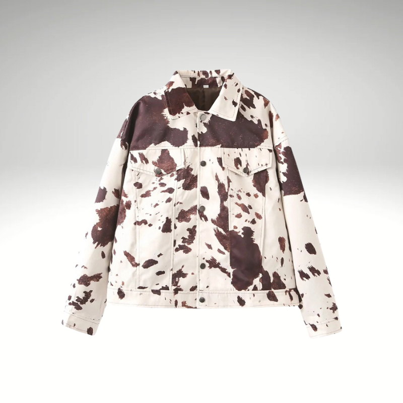 Women’s printed casual jacket with long sleeves and patch pockets