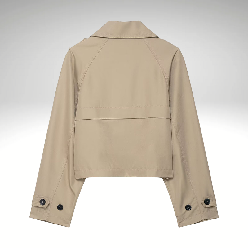 Women’s short brown coat elegant fall winter back 