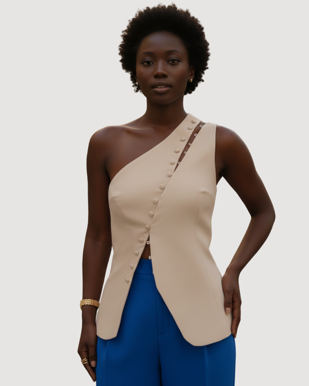  beige asymmetrical women’s sleeveless vest slim fit summer