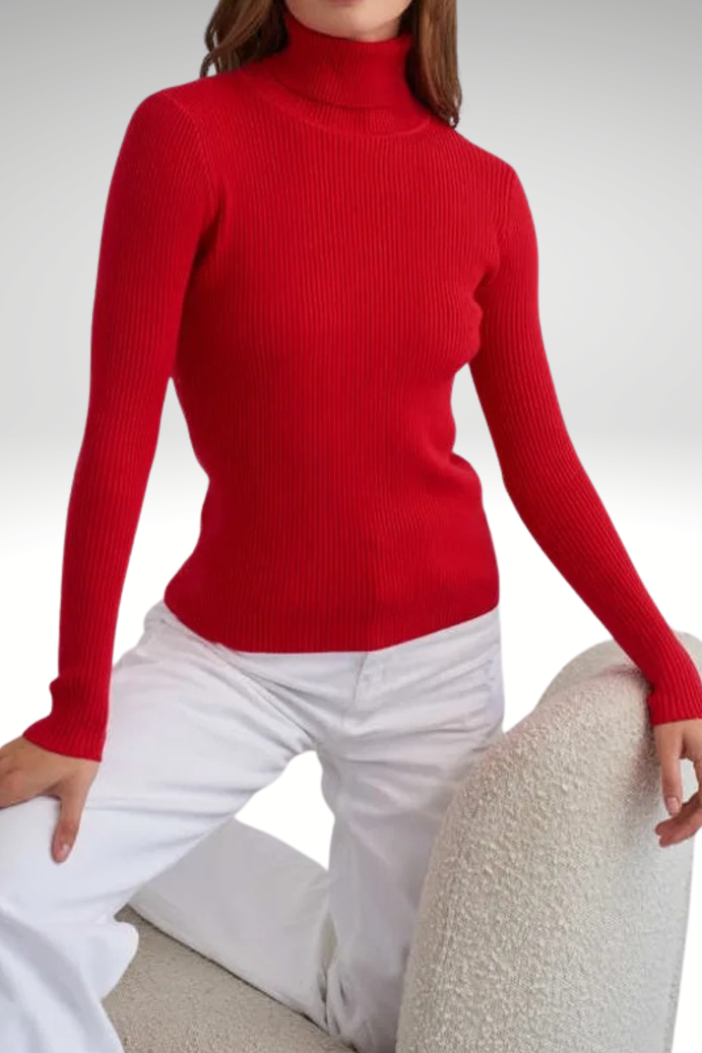 Women’s red slim turtleneck sweater – stylish and cozy fall top
