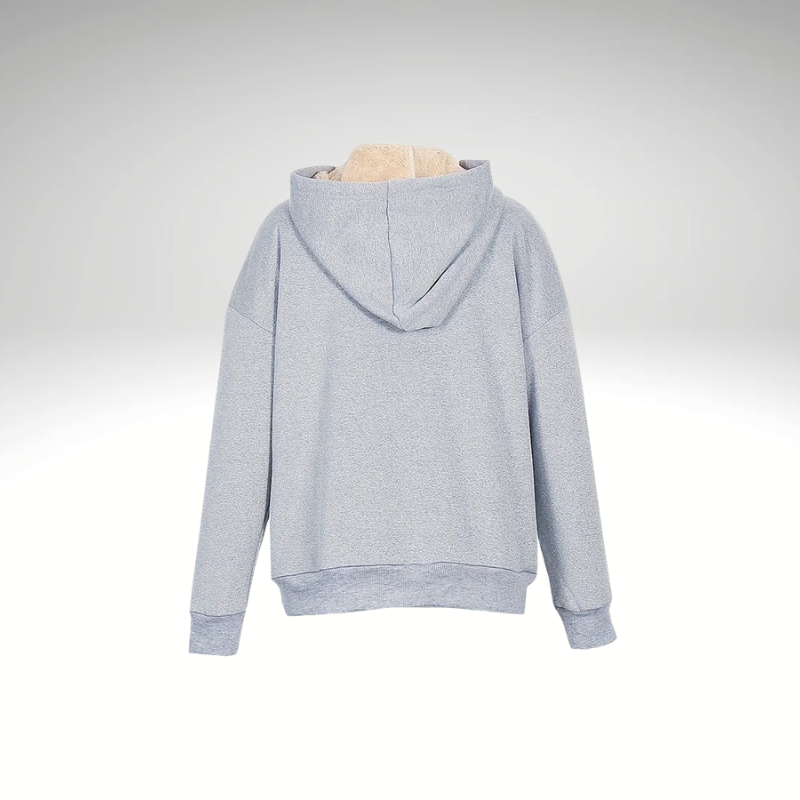 Grey hooded jacket for women – back view