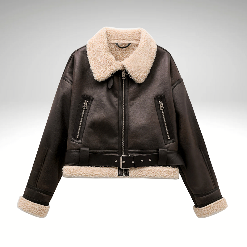 Women's warm winter coat faux shearling