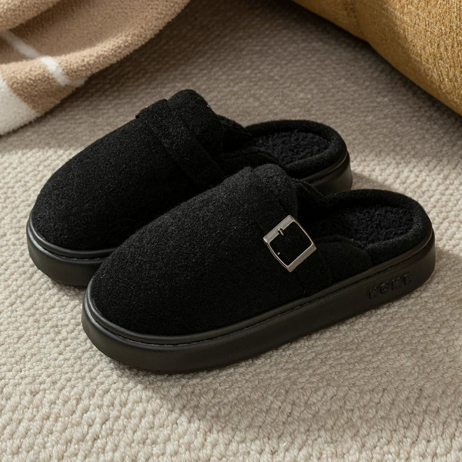 Black women’s home slippers for couples, warm and comfy