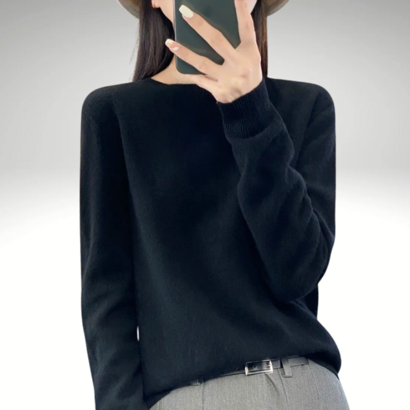 Women’s black wool sweater – chic fall winter knit