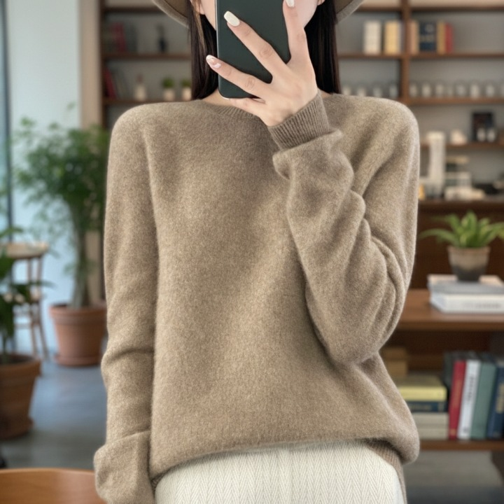 Women’s brown wool  jumper – elegant warm winter knitwear