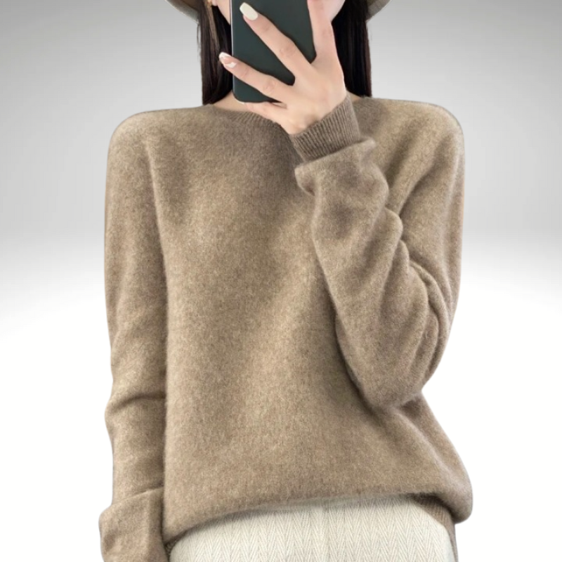 Women’s brown wool  jumper – elegant warm winter knitwear