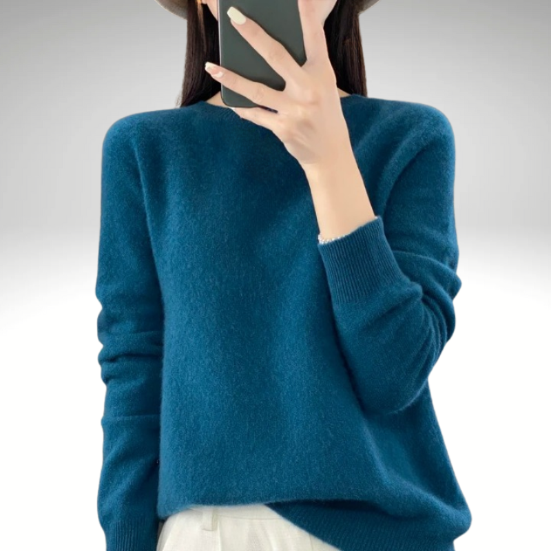 Women’s navy wool sweater – lightweight warm merino knit