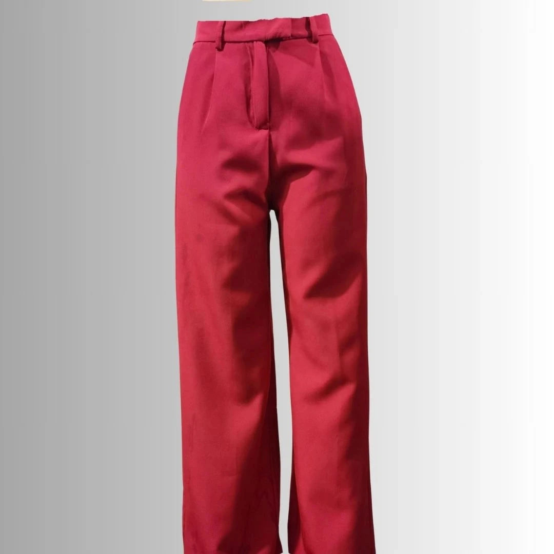 Zoe Pants red high-waist flowing women’s trousers